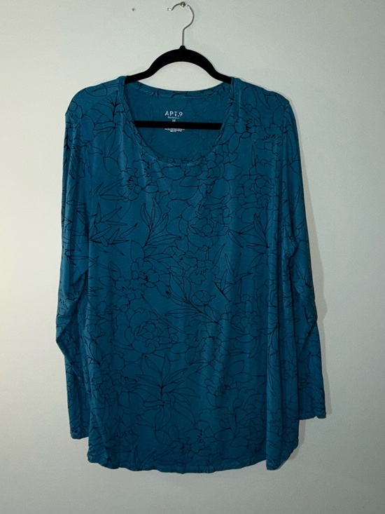 Apt. 9 Tops - Apt. 9 Teal Floral-Print Long Sleeve Tee